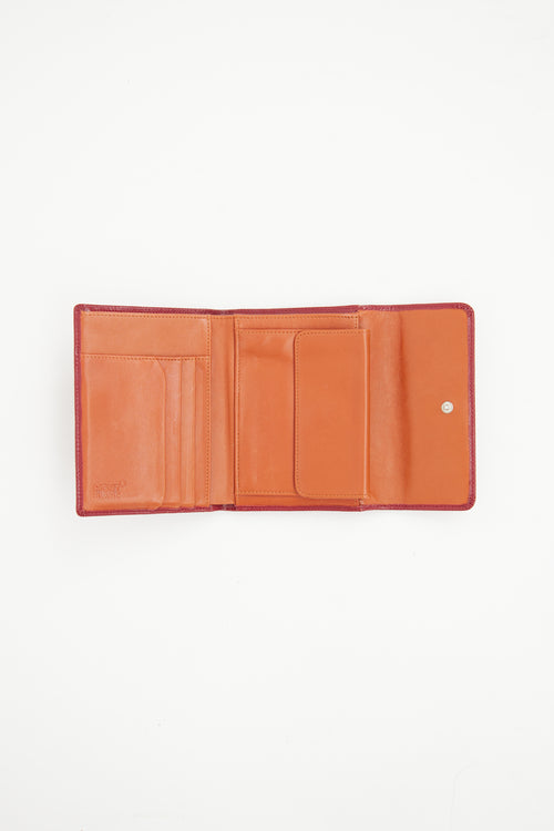 Mont Blanc Red Leather Tri-Fold Snap Wallet