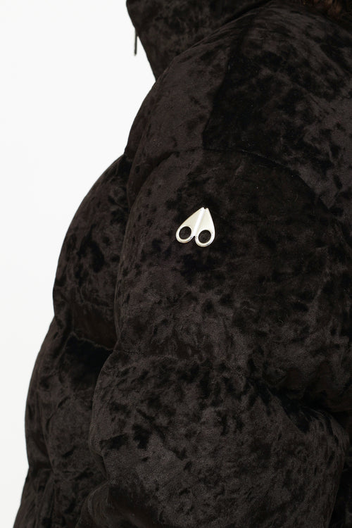 Moose Knuckles Black Velvet Puffer Jacket
