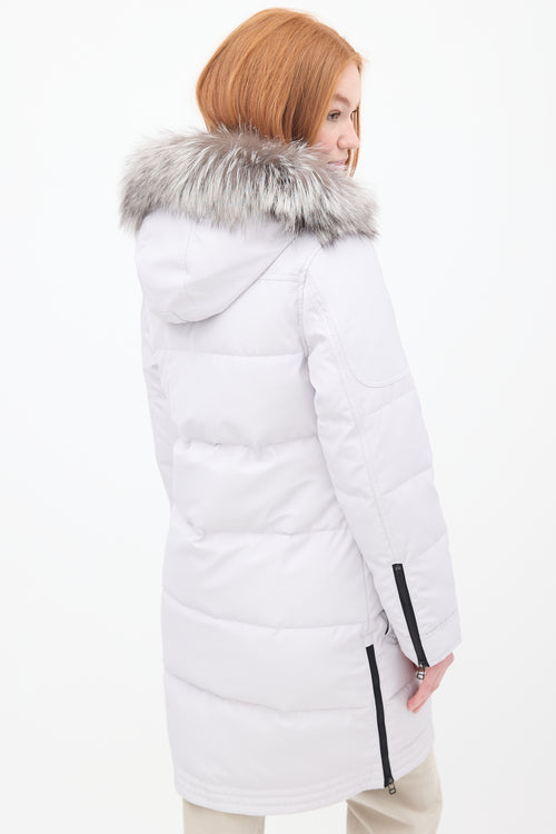 Moose Knuckles Light Grey Down & Fur Trim Causapscal Parka