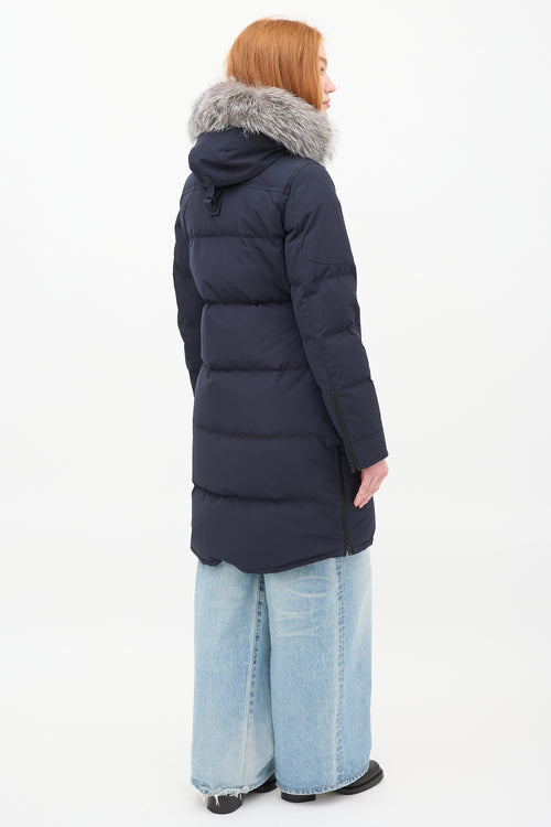 Moose Knuckles Navy Causapscal Down & Fur Hood Parka Coat