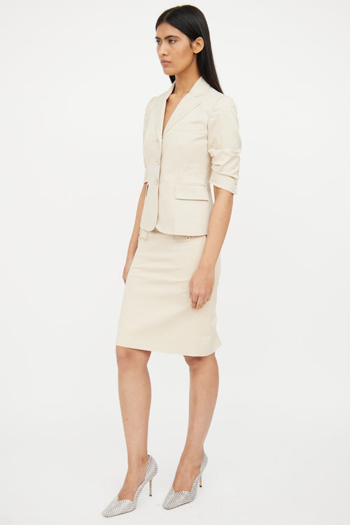 Moschino Beige Blazer & Pencil Skirt Set