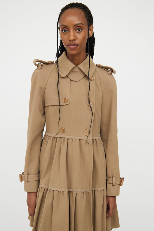 Moschino Brown Peplum Wool Trench Coat