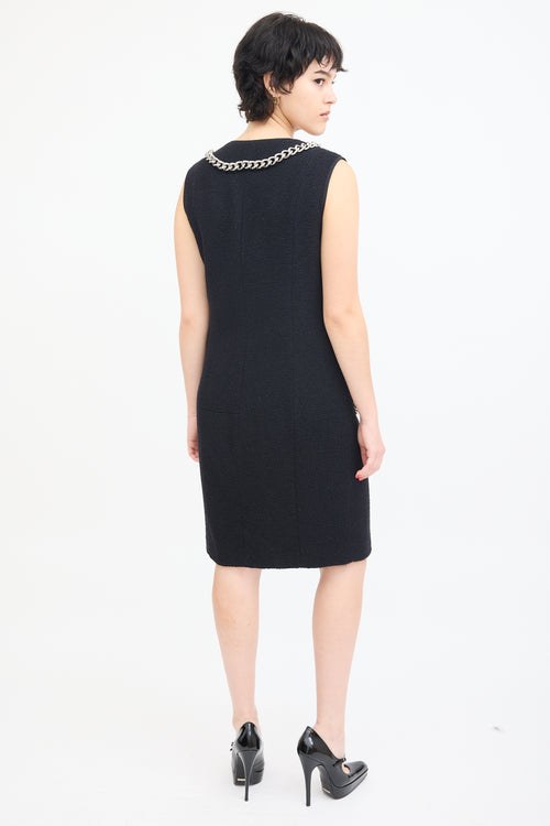 Moschino Black Boucle Chunky Chain Dress