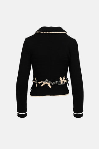 Moschino Double Breasted Embellished Knit Blazer