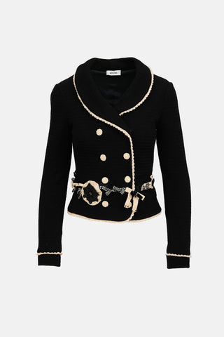 Moschino Double Breasted Embellished Knit Blazer