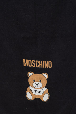 Moschino Love Black & Brown Bear Logo Scarf