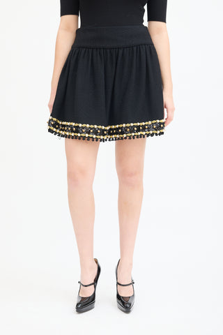 Moschino Black Cashmere Blend Embellished Skirt