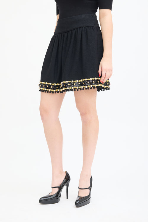 Moschino Black Cashmere Blend Embellished Skirt