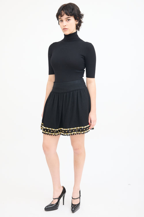 Moschino Black Cashmere Blend Embellished Skirt