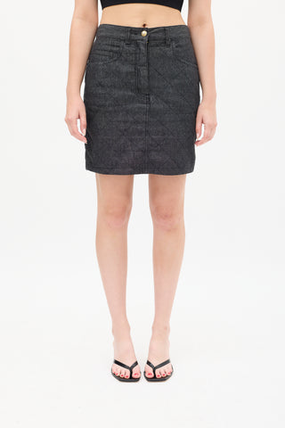 Moschino Black Denim Quilted Mini Skirt