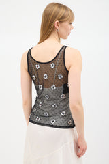 Moschino Couture Black Mesh Embellished Tank Top
