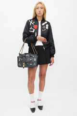Moschino Black & Gold Leather Biker Shoulder Bag