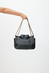 Moschino Black & Gold Leather Biker Shoulder Bag