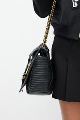 Moschino Black & Gold Leather Biker Shoulder Bag