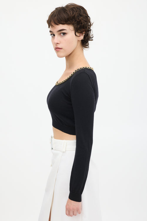 Moschino Black & Gold Wool Knit Chain Link Top