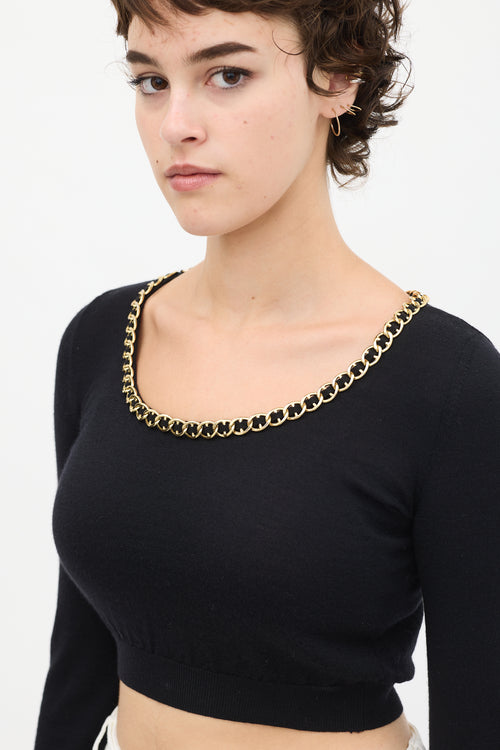 Moschino Black & Gold Wool Knit Chain Link Top