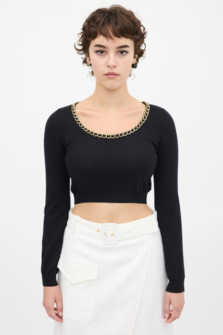 Moschino Black & Gold Wool Knit Chain Link Top