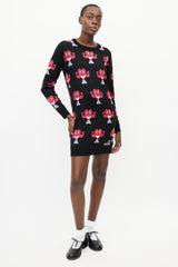 Moschino Black & Red Muscle Heart Sweater Dress