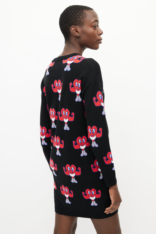 Moschino Black & Red Muscle Heart Sweater Dress