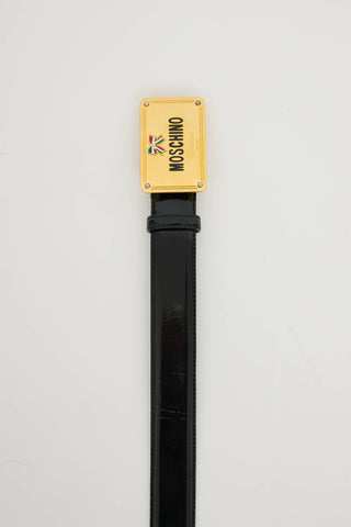 Moschino Patent Logo Belt