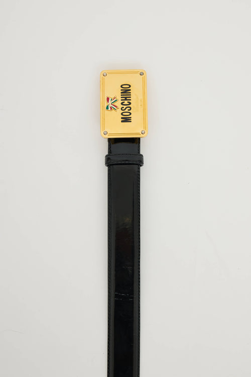 Moschino Patent Logo Belt