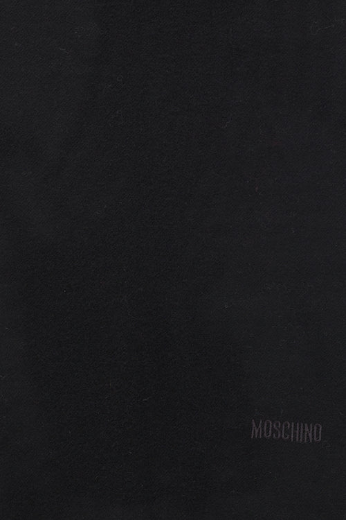 Moschino Black Logo Fringe Scarf