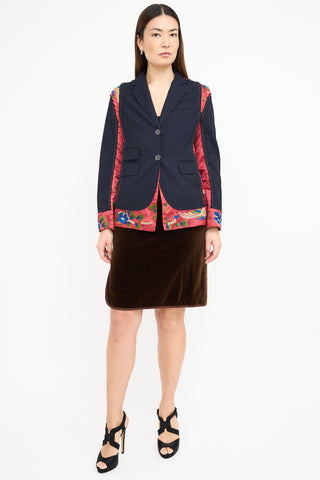 Moschino Black & Multi Embroidered Pinstripe Blazer