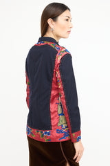 Moschino Black & Multi Embroidered Pinstripe Blazer