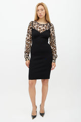 Moschino Boutique Black & Brown Printed Layer Dress
