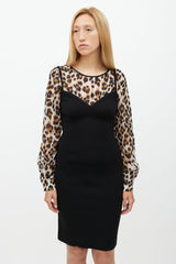 Moschino Boutique Black & Brown Printed Layer Dress
