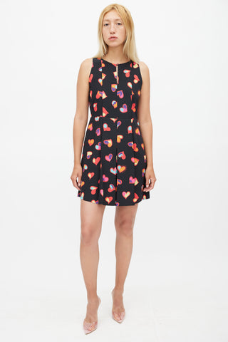 Moschino Black & Multicolour Pleated Heart Dress