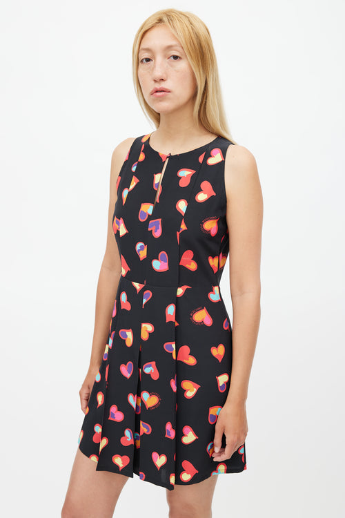 Moschino Black & Multicolour Pleated Heart Dress