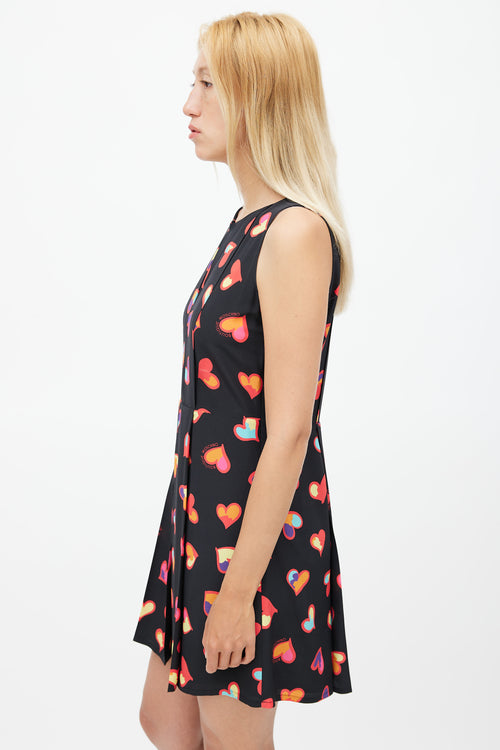 Moschino Black & Multicolour Pleated Heart Dress