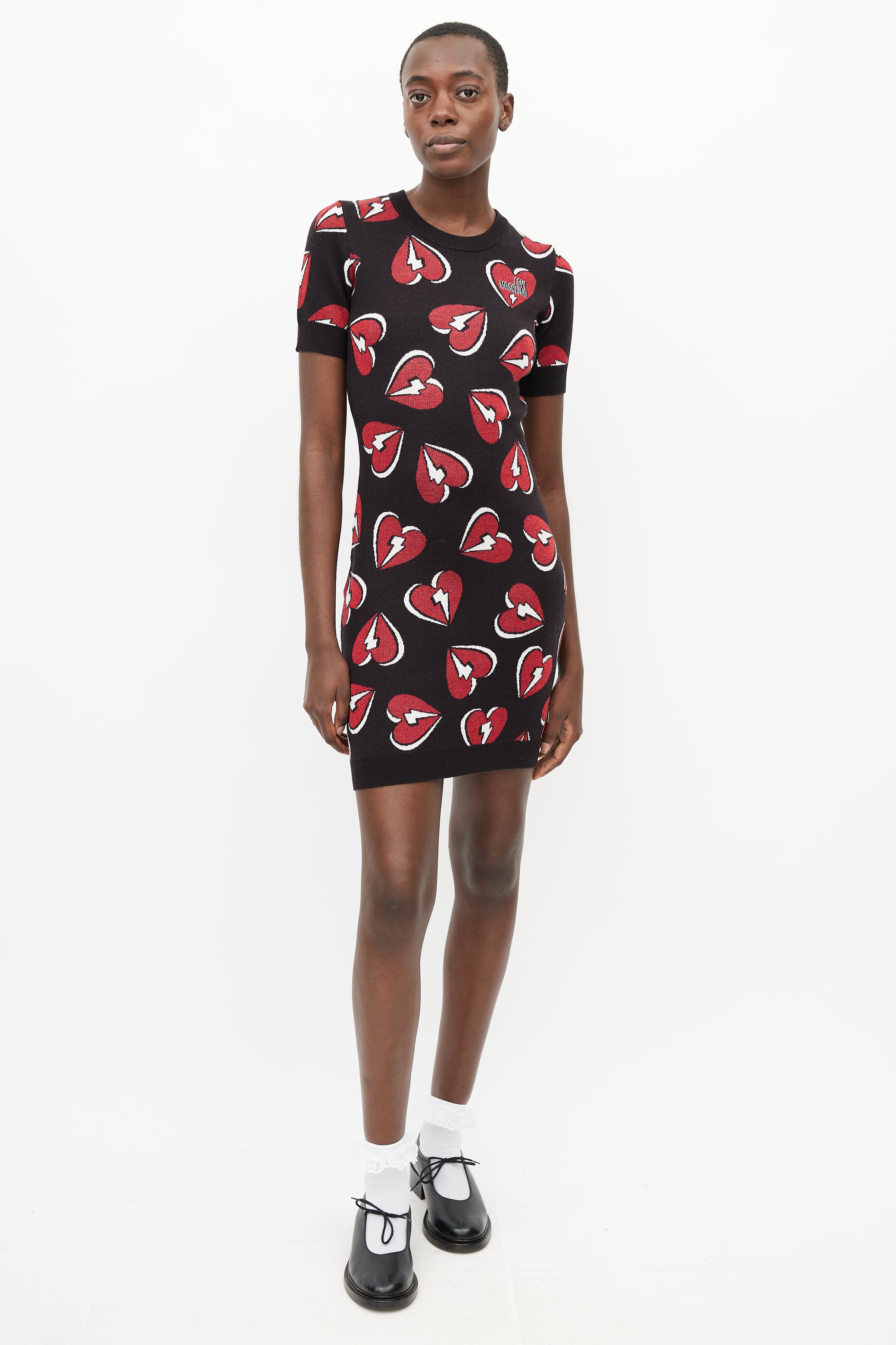 Moschino // Black & Red Heart Knit Dress – VSP Consignment Moschino // Black & Red Heart Knit Dress – VSP Consignment