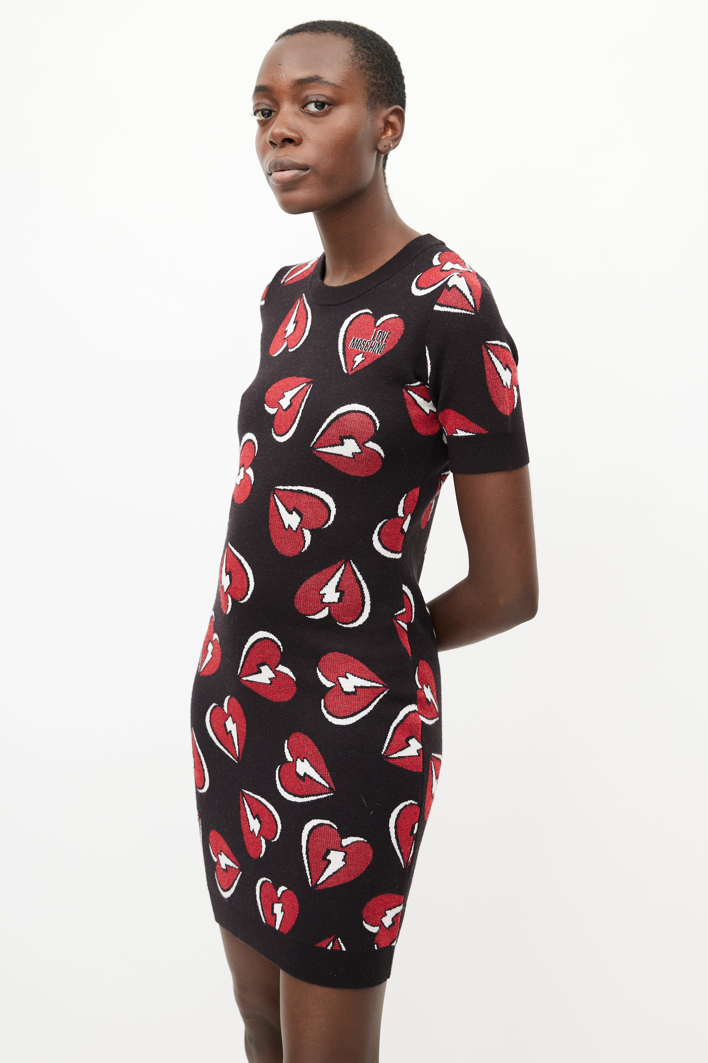 love moschino knit dress Moschino Intarsia logo-knit Sweater Dress | Blue