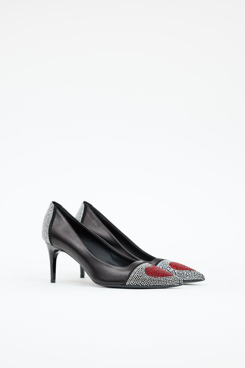 Moschino Leather Jeweled Heel