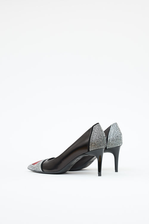 Moschino Leather Jeweled Heel