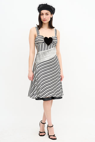 Moschino Silk Striped Heart Dress