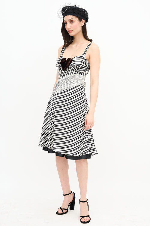 Moschino Silk Striped Heart Dress
