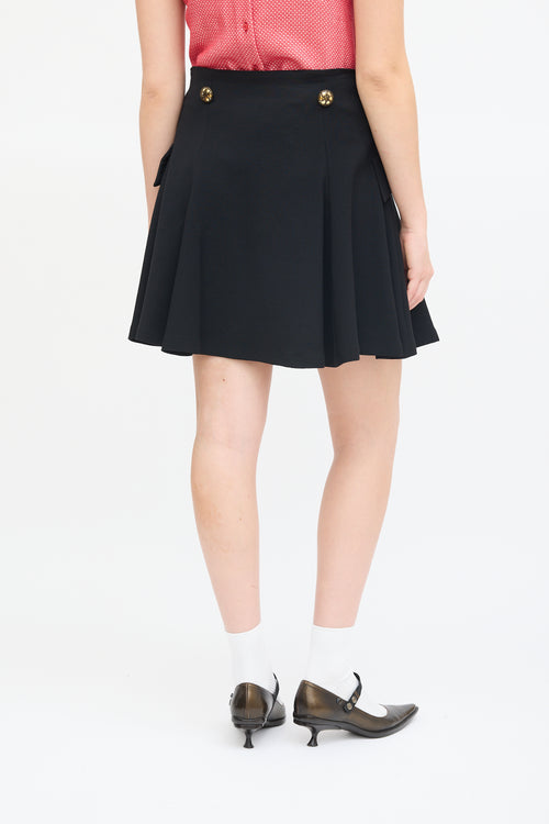 Moschino Black Wool Buttoned Circle Skirt