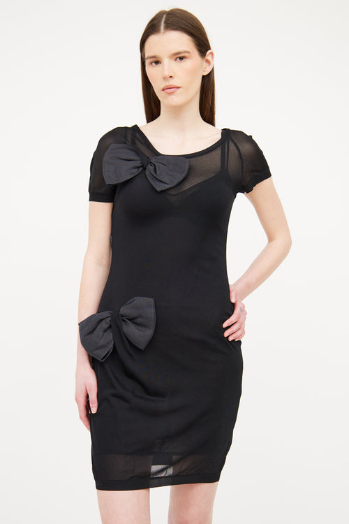 Black Bow Knit Dress