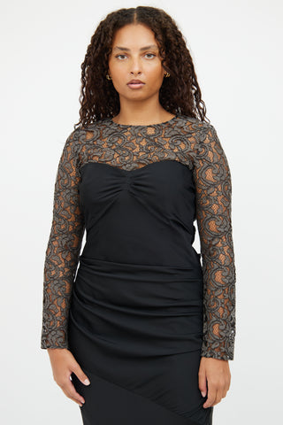 Moschino Grey & Black Lace Dress