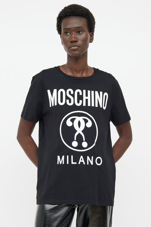 Moschino Black and White Logo Short Sleeve Top