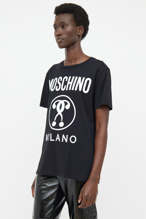 Moschino Black and White Logo Short Sleeve Top