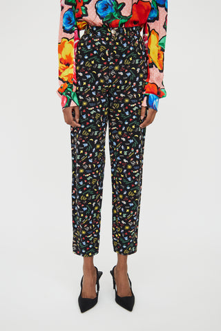 Moschino Black & Yellow Multi Pattern Pant