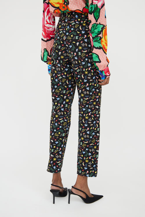 Moschino Black & Yellow Multi Pattern Pant