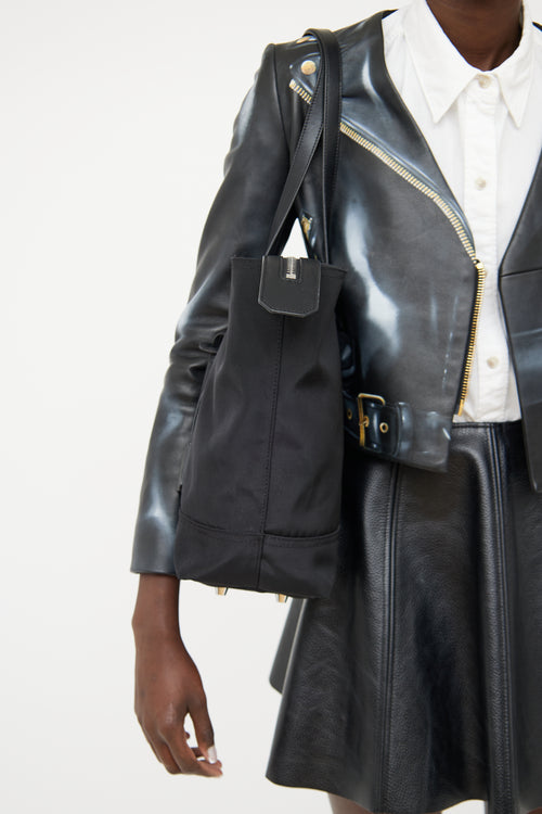 Moschino Couture Black logo Nylon Tote Bag