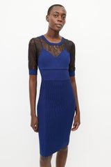 Moschino Blue & Black Lace Fitted Dress