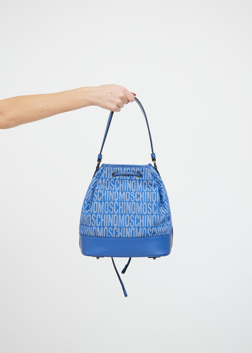 Moschino Blue Denim & Leather Bucket Bags