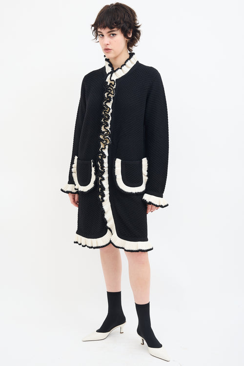 Moschino Boutique Black & White Knit Ruffle Dress